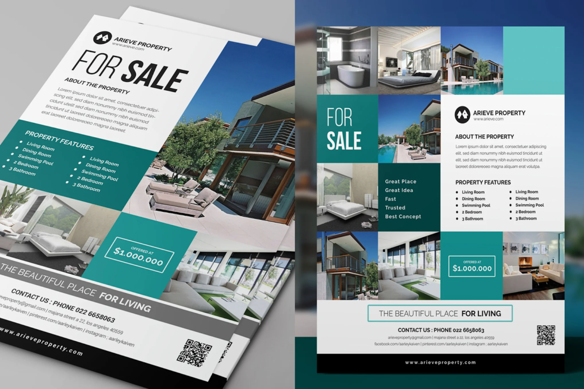 Real estate flyer template showcasing specific property features