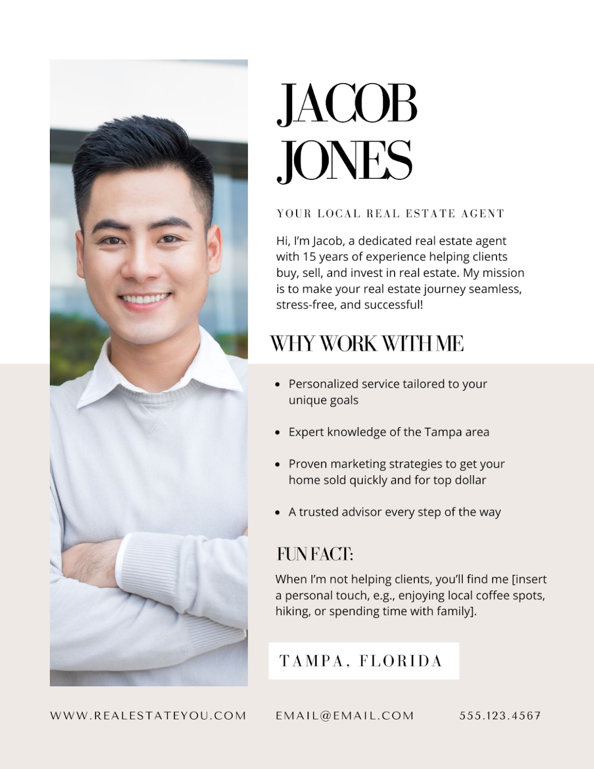 Real estate flyer template with agent introduction