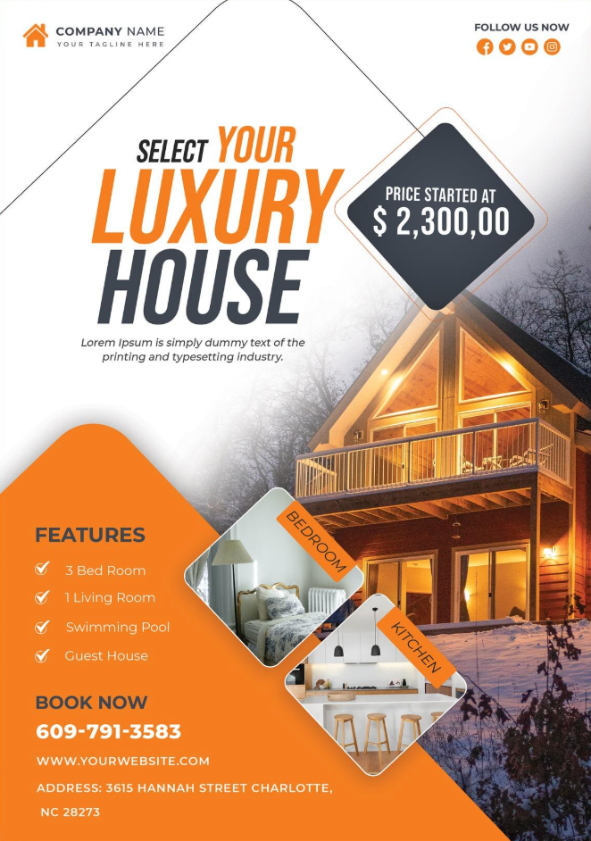Luxury property real estate flyer