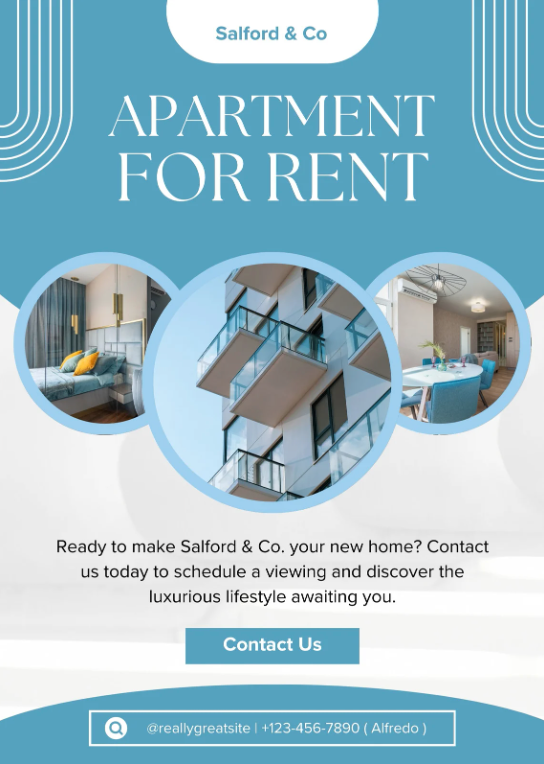 Apartment for rent real estate flyer template